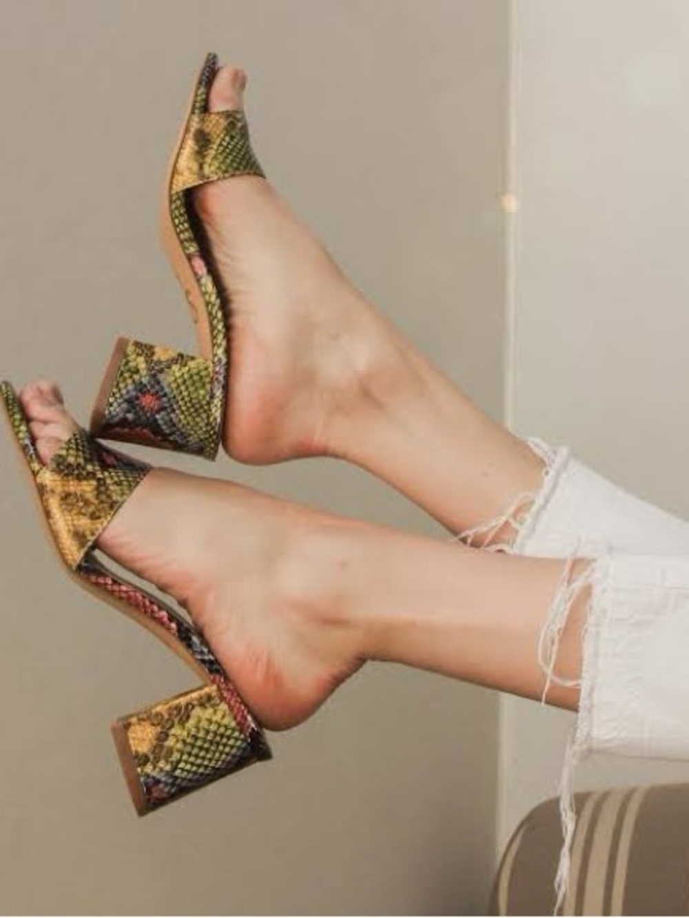 Yosi samra Danielle Snake-Print Block Heel Mule size 8